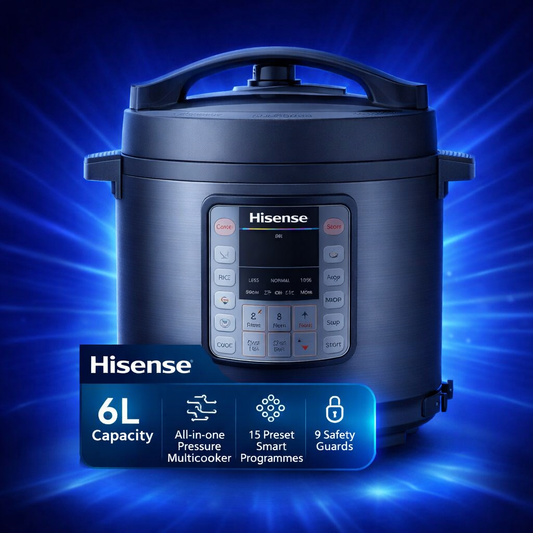 Hisense 6L All-in-One Pressure Multicooker – 15 Smart Preset Menus & 9 Safety Guards
